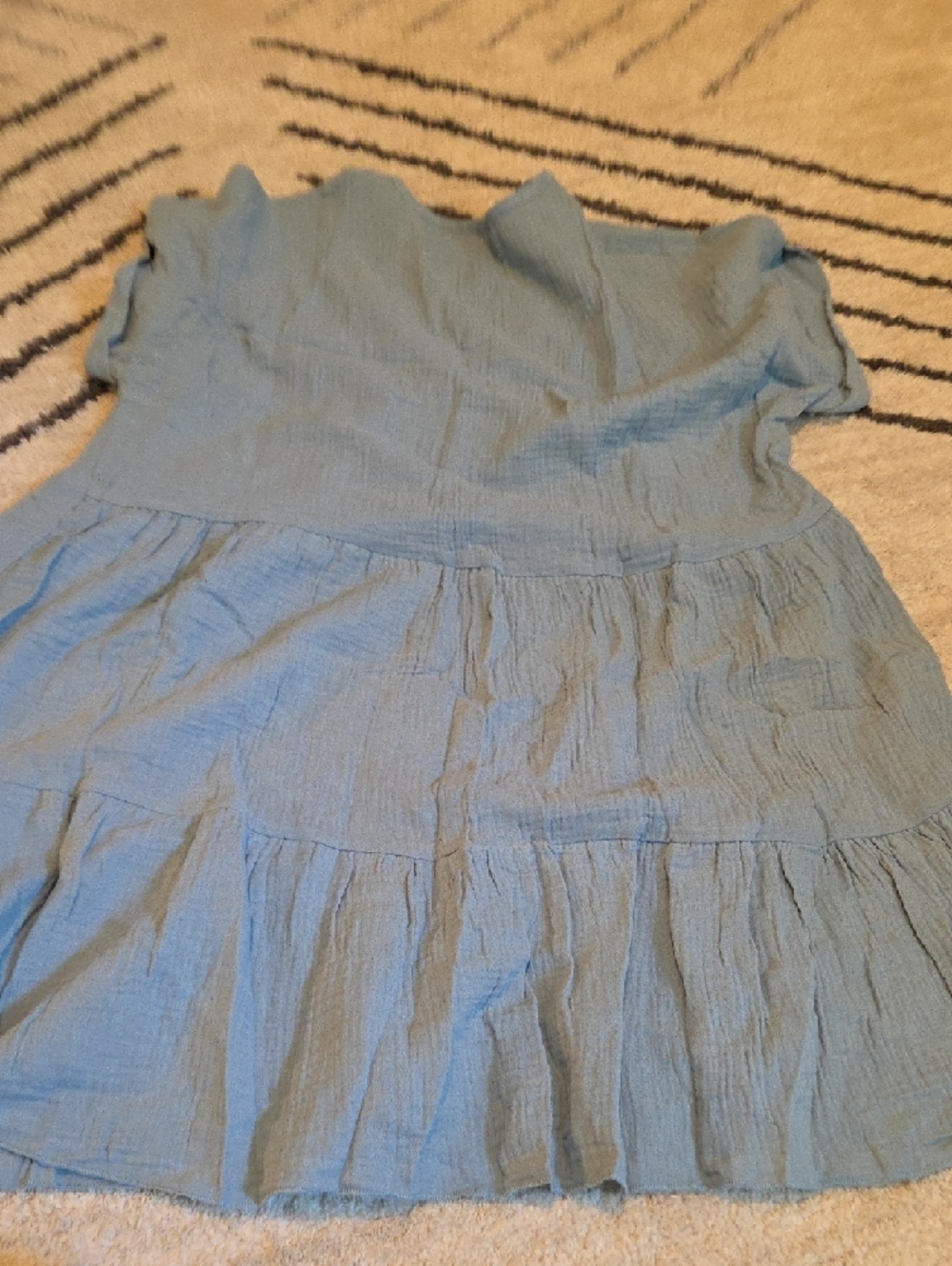 Relaxed Light Blue Tiered V-Neck Midi Dress - Picture 7 of 7